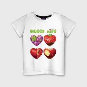 Детская футболка хлопок с принтом Sweet Life - Сладкая жизнь в Екатеринбурге, 100% хлопок | круглый вырез горловины, полуприлегающий силуэт, длина до линии бедер | sweet life | конфеты | сладкая жизнь | сладкое | сладости | сладость
