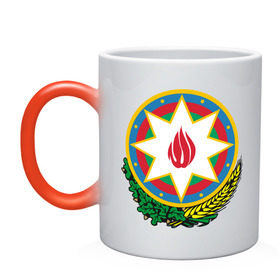 Кружка хамелеон с принтом Азербайджан герб в Екатеринбурге, керамика | меняет цвет при нагревании, емкость 330 мл | азербайджан | азербайджан герб | политические