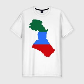 Мужская футболка премиум с принтом Дагестан (Dagestan) в Екатеринбурге, 92% хлопок, 8% лайкра | приталенный силуэт, круглый вырез ворота, длина до линии бедра, короткий рукав | dagestan | map | map  dagestan | дагестан | кавказ | карта | карта дагестана