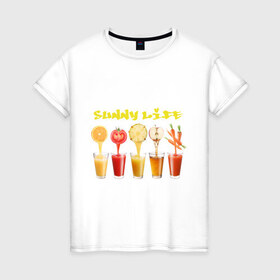 Женская футболка хлопок с принтом Sunny Life - Солнечная жизнь в Екатеринбурге, 100% хлопок | прямой крой, круглый вырез горловины, длина до линии бедер, слегка спущенное плечо | 