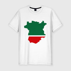 Мужская футболка премиум с принтом Чечня (Chechnya) в Екатеринбурге, 92% хлопок, 8% лайкра | приталенный силуэт, круглый вырез ворота, длина до линии бедра, короткий рукав | Тематика изображения на принте: кавказ | карта | чеченец | чеченский | чеченцы | чечня | чичня