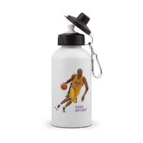 Бутылка спортивная с принтом Kobe Bryant - Lakers в Екатеринбурге, металл | емкость — 500 мл, в комплекте две пластиковые крышки и карабин для крепления | kobe bryant | lakers | nba | баскет | коби брайнт | нба