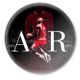 Значок с принтом Michael Jordan в Екатеринбурге,  металл | круглая форма, металлическая застежка в виде булавки | basket | basketball | michael jordan | баскет | баскетбол | майкл джордан