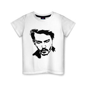 Детская футболка хлопок с принтом Jonny Depp в Екатеринбурге, 100% хлопок | круглый вырез горловины, полуприлегающий силуэт, длина до линии бедер | depp | johnny depp | jonny depp | депп | джек воробей