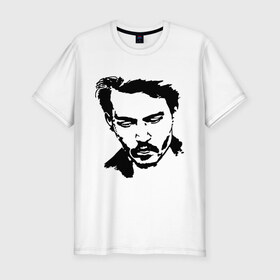 Мужская футболка премиум с принтом Jonny Depp в Екатеринбурге, 92% хлопок, 8% лайкра | приталенный силуэт, круглый вырез ворота, длина до линии бедра, короткий рукав | Тематика изображения на принте: depp | johnny depp | jonny depp | депп | джек воробей