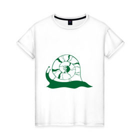 Женская футболка хлопок с принтом Улитка (2) в Екатеринбурге, 100% хлопок | прямой крой, круглый вырез горловины, длина до линии бедер, слегка спущенное плечо | моллюск | улитка