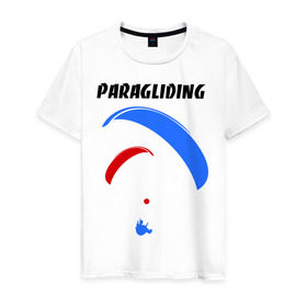 Мужская футболка хлопок с принтом Paragliding в Екатеринбурге, 100% хлопок | прямой крой, круглый вырез горловины, длина до линии бедер, слегка спущенное плечо. | paragliding | воздушный спорт | парашют | парашютизм