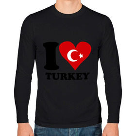 Мужской лонгслив хлопок с принтом I love turkey в Екатеринбурге, 100% хлопок |  | i love turkey | полумесяц | турция | флаги | я люблю