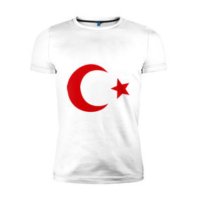 Мужская футболка премиум с принтом Турция в Екатеринбурге, 92% хлопок, 8% лайкра | приталенный силуэт, круглый вырез ворота, длина до линии бедра, короткий рукав | turkey | полумесяц | турция | флаги