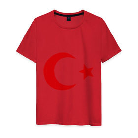 Мужская футболка хлопок с принтом Турция в Екатеринбурге, 100% хлопок | прямой крой, круглый вырез горловины, длина до линии бедер, слегка спущенное плечо. | Тематика изображения на принте: turkey | полумесяц | турция | флаги
