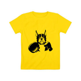 Детская футболка хлопок с принтом Boxing dog в Екатеринбурге, 100% хлопок | круглый вырез горловины, полуприлегающий силуэт, длина до линии бедер | boxing dog | бойцовская собака | бокс | питбуль