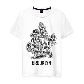 Мужская футболка хлопок с принтом Brooklyn в Екатеринбурге, 100% хлопок | прямой крой, круглый вырез горловины, длина до линии бедер, слегка спущенное плечо. | gangsta | gansta | hip | hip hop | hop | rap | бруклин | рэп | хип | хип хоп | хипхоп | хоп