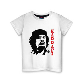Детская футболка хлопок с принтом Каддафи (2) в Екатеринбурге, 100% хлопок | круглый вырез горловины, полуприлегающий силуэт, длина до линии бедер | Тематика изображения на принте: восток | деятель | каддафи | ливия | министр | муамар