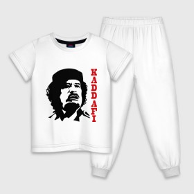 Детская пижама хлопок с принтом Каддафи (2) в Екатеринбурге, 100% хлопок |  брюки и футболка прямого кроя, без карманов, на брюках мягкая резинка на поясе и по низу штанин
 | Тематика изображения на принте: восток | деятель | каддафи | ливия | министр | муамар