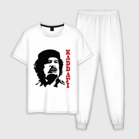 Мужская пижама хлопок с принтом Каддафи (2) в Екатеринбурге, 100% хлопок | брюки и футболка прямого кроя, без карманов, на брюках мягкая резинка на поясе и по низу штанин
 | восток | деятель | каддафи | ливия | министр | муамар