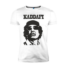 Мужская футболка премиум с принтом Каддафи (4) в Екатеринбурге, 92% хлопок, 8% лайкра | приталенный силуэт, круглый вырез ворота, длина до линии бедра, короткий рукав | восток | каддафи | ливия | министр | муамар