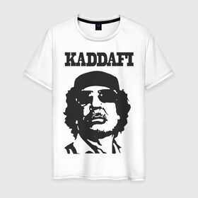 Мужская футболка хлопок с принтом Каддафи (4) в Екатеринбурге, 100% хлопок | прямой крой, круглый вырез горловины, длина до линии бедер, слегка спущенное плечо. | восток | каддафи | ливия | министр | муамар