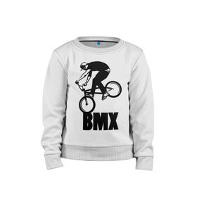 Детский свитшот хлопок с принтом BMX 3 в Екатеринбурге, 100% хлопок | круглый вырез горловины, эластичные манжеты, пояс и воротник | bmx | free style | бмэкс | велик | вело | велосипедист | фристайл | экстрим | экстримальный