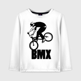 Детский лонгслив хлопок с принтом BMX 3 в Екатеринбурге, 100% хлопок | круглый вырез горловины, полуприлегающий силуэт, длина до линии бедер | bmx | free style | бмэкс | велик | вело | велосипедист | фристайл | экстрим | экстримальный