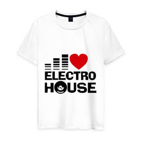 Мужская футболка хлопок с принтом Electro house love в Екатеринбурге, 100% хлопок | прямой крой, круглый вырез горловины, длина до линии бедер, слегка спущенное плечо. | эквалайзер