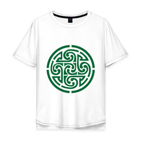 Мужская футболка хлопок Oversize с принтом Кельтский круг в Екатеринбурге, 100% хлопок | свободный крой, круглый ворот, “спинка” длиннее передней части | кельтский куг | кельтский орнамент | круг из кельтских узоров.кельты