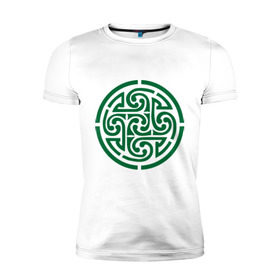 Мужская футболка премиум с принтом Кельтский круг в Екатеринбурге, 92% хлопок, 8% лайкра | приталенный силуэт, круглый вырез ворота, длина до линии бедра, короткий рукав | кельтский куг | кельтский орнамент | круг из кельтских узоров.кельты