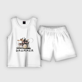 Детская пижама с шортами хлопок с принтом Drummer в Екатеринбурге,  |  | drummer | барабанщик | барабаны | драммер | ударник | ударные