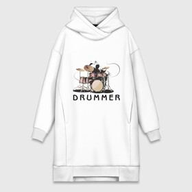 Платье-худи хлопок с принтом Drummer в Екатеринбурге,  |  | drummer | барабанщик | барабаны | драммер | ударник | ударные