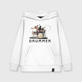 Детская толстовка хлопок с принтом Drummer в Екатеринбурге, 100% хлопок | Круглый горловой вырез, эластичные манжеты, пояс, капюшен | drummer | барабанщик | барабаны | драммер | ударник | ударные