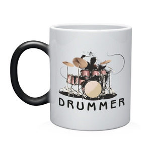 Кружка хамелеон с принтом Drummer в Екатеринбурге, керамика | меняет цвет при нагревании, емкость 330 мл | dnb | drummer | барабанщик | барабаны | драм н басс | драммер | драмнбас | ударник | ударные
