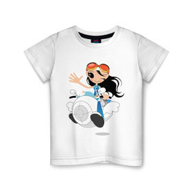 Детская футболка хлопок с принтом The Future в Екатеринбурге, 100% хлопок | круглый вырез горловины, полуприлегающий силуэт, длина до линии бедер | the future | будущее | девочка | летающая машина