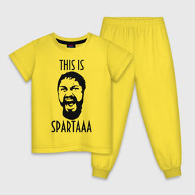 Детская пижама хлопок с принтом This is Spartaaa (2) в Екатеринбурге, 100% хлопок |  брюки и футболка прямого кроя, без карманов, на брюках мягкая резинка на поясе и по низу штанин
 | 300 спартанцев | this is sparta | король леонид | леонид | это спарта