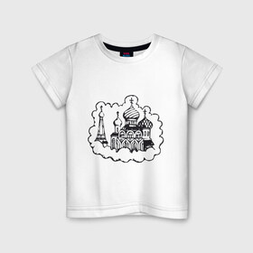 Детская футболка хлопок с принтом Купола в Екатеринбурге, 100% хлопок | круглый вырез горловины, полуприлегающий силуэт, длина до линии бедер | russia | кремль | купола | москва | россия | русский | сердце | я русский