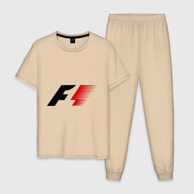 Мужская пижама хлопок с принтом Formula 1 в Екатеринбурге, 100% хлопок | брюки и футболка прямого кроя, без карманов, на брюках мягкая резинка на поясе и по низу штанин
 | формула 1
