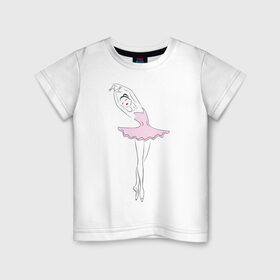 Детская футболка хлопок с принтом Балерина (2) в Екатеринбурге, 100% хлопок | круглый вырез горловины, полуприлегающий силуэт, длина до линии бедер | Тематика изображения на принте: балерина | балет | искусство | театр