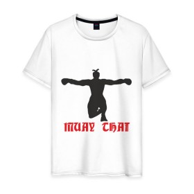 Мужская футболка хлопок с принтом Muay Thai (Муай Тай) (2) в Екатеринбурге, 100% хлопок | прямой крой, круглый вырез горловины, длина до линии бедер, слегка спущенное плечо. | емельяненко