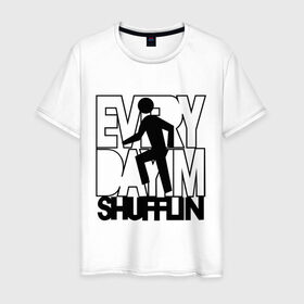 Мужская футболка хлопок с принтом Every dayim shufflin в Екатеринбурге, 100% хлопок | прямой крой, круглый вырез горловины, длина до линии бедер, слегка спущенное плечо. | every day im shuffing | lmfao | музыка | электронная музыка