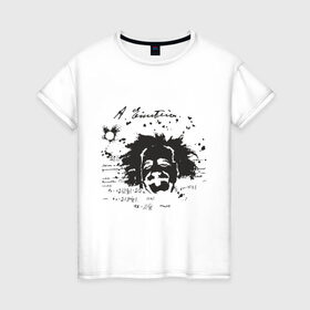 Женская футболка хлопок с принтом Эйнштейн (2) в Екатеринбурге, 100% хлопок | прямой крой, круглый вырез горловины, длина до линии бедер, слегка спущенное плечо | albert einstein. наука | альберт эйнштейн | ученый | эйнштейн