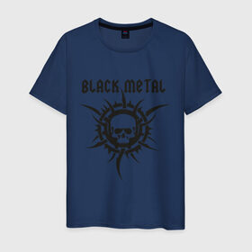 Мужская футболка хлопок с принтом Black metal (2) в Екатеринбурге, 100% хлопок | прямой крой, круглый вырез горловины, длина до линии бедер, слегка спущенное плечо. | скелет