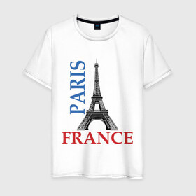 Мужская футболка хлопок с принтом Paris - France в Екатеринбурге, 100% хлопок | прямой крой, круглый вырез горловины, длина до линии бедер, слегка спущенное плечо. | Тематика изображения на принте: france | paris | башня | башня в париже | париж | франция | эйфелева башня