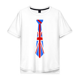 Мужская футболка хлопок Oversize с принтом Британский флаг на галстуке в Екатеринбурге, 100% хлопок | свободный крой, круглый ворот, “спинка” длиннее передней части | британский флаг