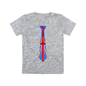 Детская футболка хлопок с принтом Британский флаг на галстуке в Екатеринбурге, 100% хлопок | круглый вырез горловины, полуприлегающий силуэт, длина до линии бедер | британский флаг