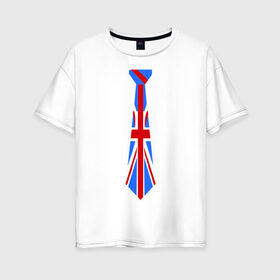 Женская футболка хлопок Oversize с принтом Британский флаг на галстуке в Екатеринбурге, 100% хлопок | свободный крой, круглый ворот, спущенный рукав, длина до линии бедер
 | британский флаг