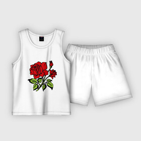 Детская пижама с шортами хлопок с принтом Роза в Екатеринбурге,  |  | красная роза | роза | розочка | цветок | цветы
