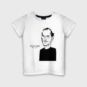 Детская футболка хлопок с принтом Steve Jobs в Екатеринбурге, 100% хлопок | круглый вырез горловины, полуприлегающий силуэт, длина до линии бедер | Тематика изображения на принте: apple | mac | steve jobs | мак | стив джоббс | стив джобс | стив джопс | стивен джобс | эпл