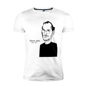Мужская футболка премиум с принтом Steve Jobs в Екатеринбурге, 92% хлопок, 8% лайкра | приталенный силуэт, круглый вырез ворота, длина до линии бедра, короткий рукав | apple | mac | steve jobs | мак | стив джоббс | стив джобс | стив джопс | стивен джобс | эпл