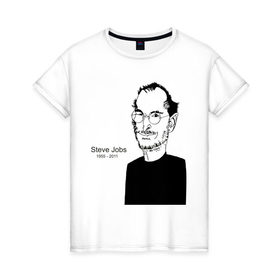 Женская футболка хлопок с принтом Steve Jobs в Екатеринбурге, 100% хлопок | прямой крой, круглый вырез горловины, длина до линии бедер, слегка спущенное плечо | apple | mac | steve jobs | мак | стив джоббс | стив джобс | стив джопс | стивен джобс | эпл
