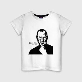 Детская футболка хлопок с принтом Стив Джобс в Екатеринбурге, 100% хлопок | круглый вырез горловины, полуприлегающий силуэт, длина до линии бедер | steve jobs | знаменитость | портрет | стив джоббс | стив джобс | стив джопс