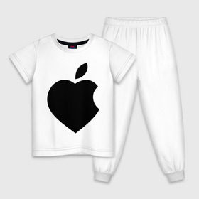 Детская пижама хлопок с принтом Сердце- яблоко в Екатеринбурге, 100% хлопок |  брюки и футболка прямого кроя, без карманов, на брюках мягкая резинка на поясе и по низу штанин
 | Тематика изображения на принте: apple | mac | steve jobs | мак | стив джоббс | стив джобс | стив джопс | стивен джобс | эпл