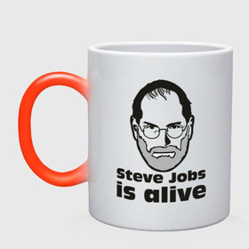 Кружка хамелеон с принтом Steve Jobs is alive (5) в Екатеринбурге, керамика | меняет цвет при нагревании, емкость 330 мл | alive | apple | mac | steve jobs | жив | мак | стив джоббс | стив джобс | стив джопс | стивен джобс | эпл